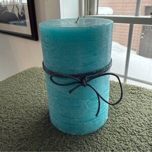 Pier 1 Imports Decorative Unscented Aqua Teal Sea Air Pillar Candle 4" x 6"